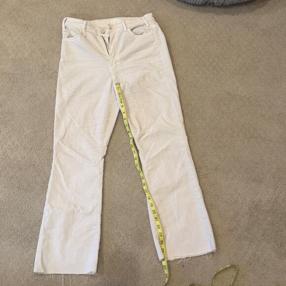 MOTHER The Hustler High-Rise Ankle Fray Corduroy Jeans Size 27 Hopscotch/Chalk - Picture 1 of 5